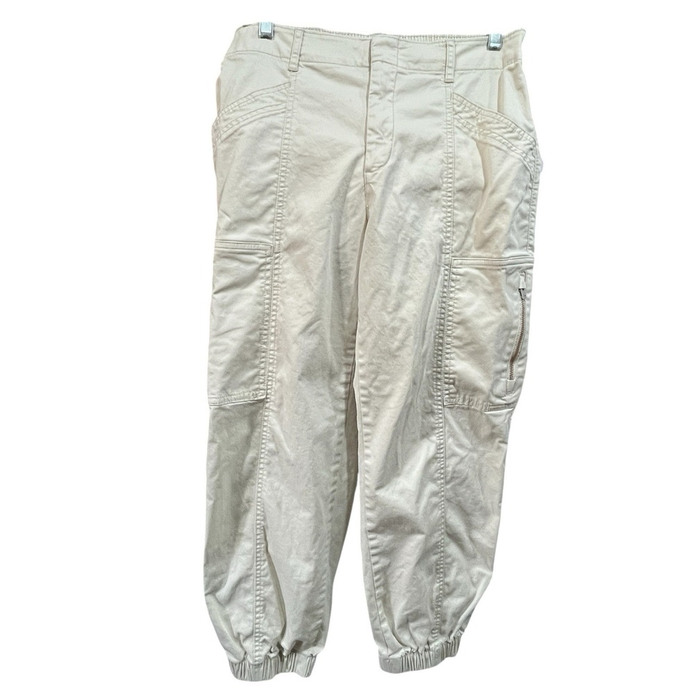 Gap Mid Rise Downtown Khaki Cargo Joggers Womens Sz  Small Utility Elastic Waist